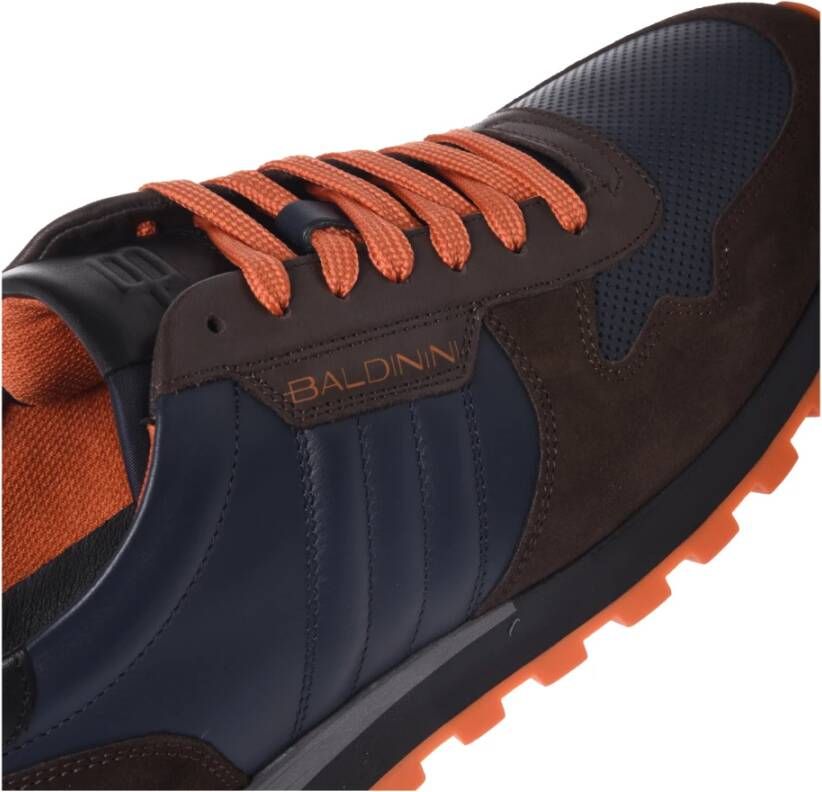 Baldinini Trainers in dark brown and blue leather and suede Multicolor Heren