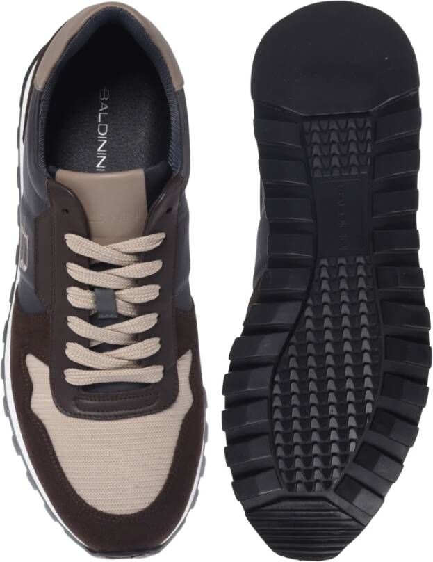 Baldinini Trainers in dark brown and taupe suede and fabric Multicolor Heren