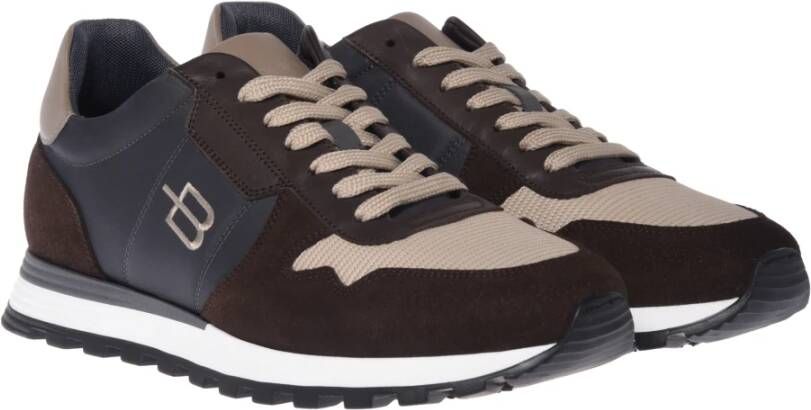 Baldinini Trainers in dark brown and taupe suede and fabric Multicolor Heren