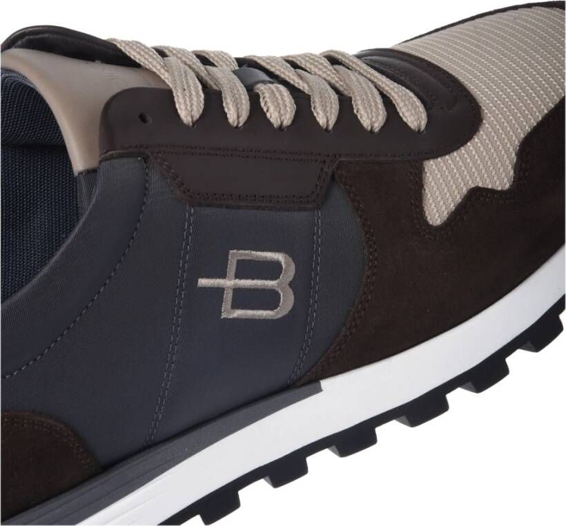 Baldinini Trainers in dark brown and taupe suede and fabric Multicolor Heren