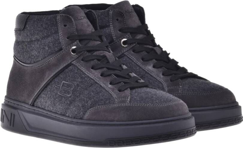 Baldinini Trainers in dark grey fabric and suede Gray Heren