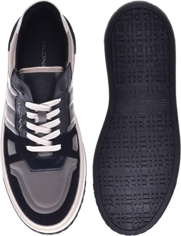 Baldinini Trainers in grey and blue leather and suede Multicolor Heren