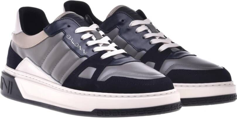 Baldinini Trainers in grey and blue leather and suede Multicolor Heren