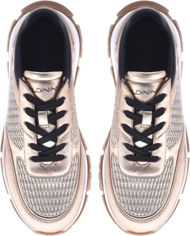 Baldinini Trainers in leather and gold stretch eco-nappa Yellow Dames