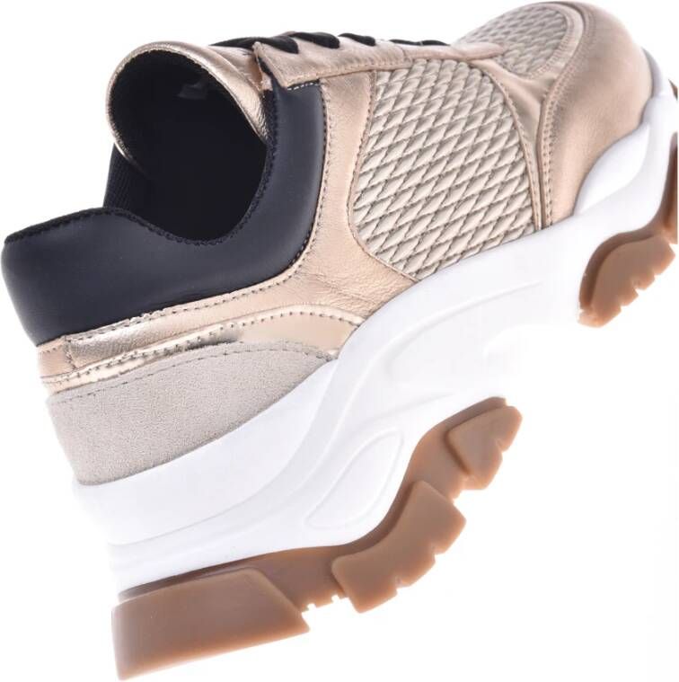 Baldinini Trainers in leather and gold stretch eco-nappa Yellow Dames