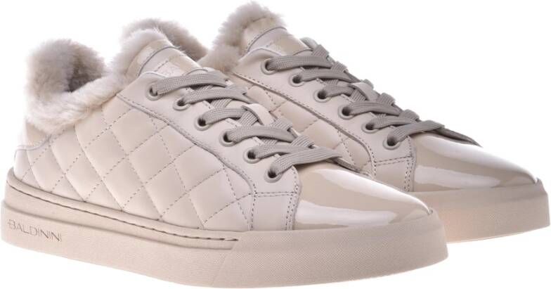 Baldinini Trainers in vanilla quilted leather and patent leather Beige Dames