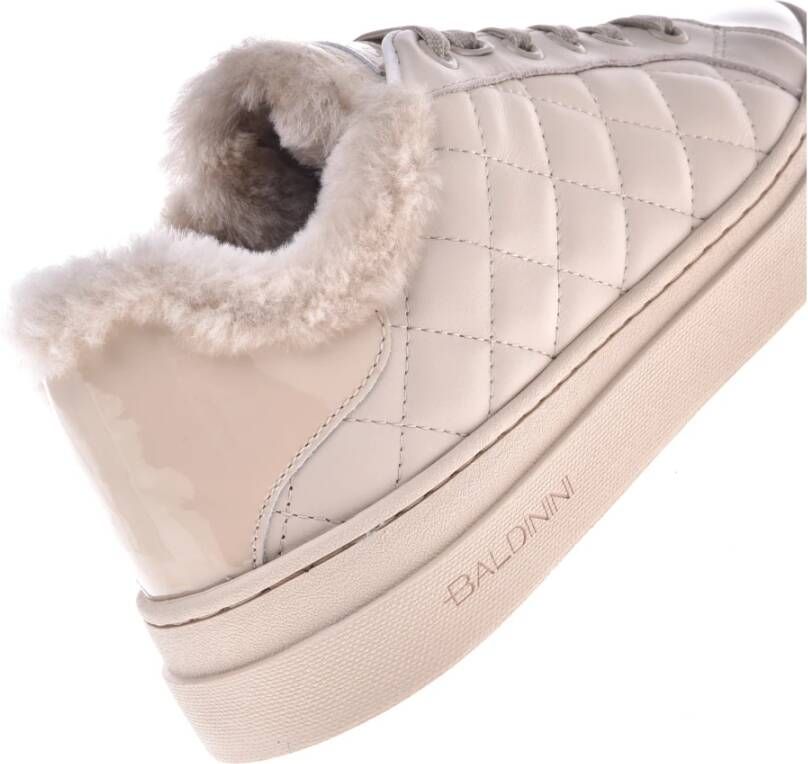 Baldinini Trainers in vanilla quilted leather and patent leather Beige Dames