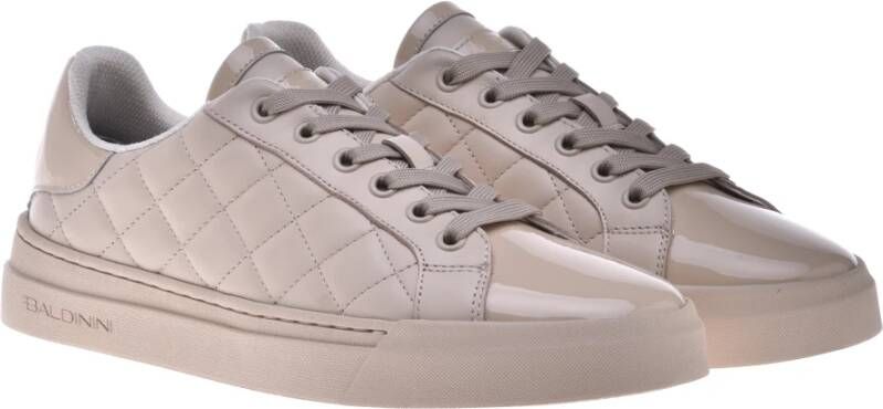 Baldinini Trainers in vanilla quilted leather and patent leather Beige Dames