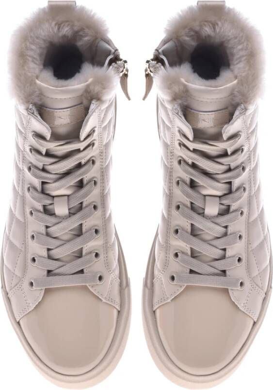 Baldinini Trainers in vanilla quilted leather and patent leather Beige Dames