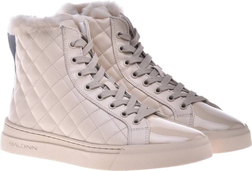 Baldinini Trainers in vanilla quilted leather and patent leather Beige Dames