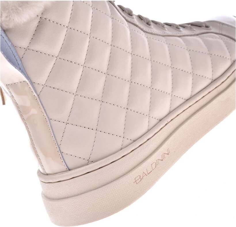 Baldinini Trainers in vanilla quilted leather and patent leather Beige Dames