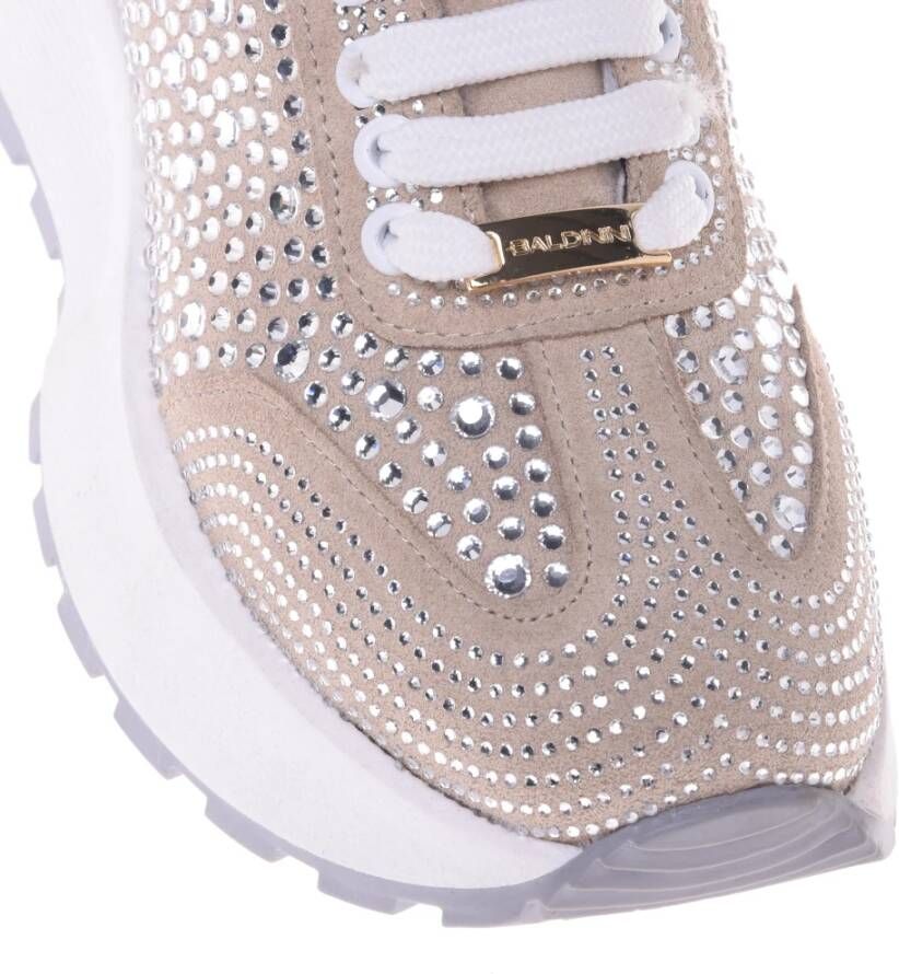 Baldinini Trainers in vanilla suede leather with rhinestones Beige Dames