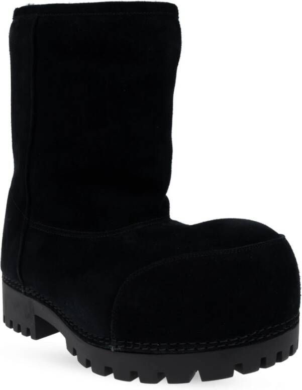 Balenciaga Alaska Bont Lage Sneeuwlaarzen Black Dames