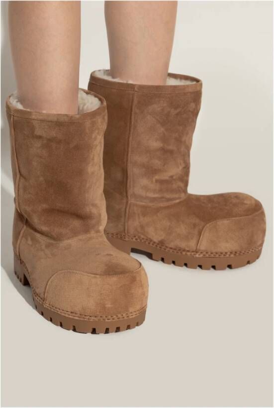 Balenciaga Alaska Bont Lage Sneeuwlaarzen Brown Dames