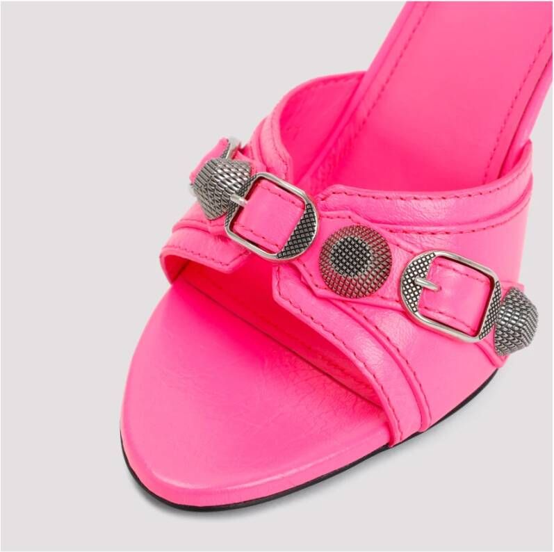 Balenciaga Fluo Roze Leren Sandalen Hoge Hakken Pink Dames