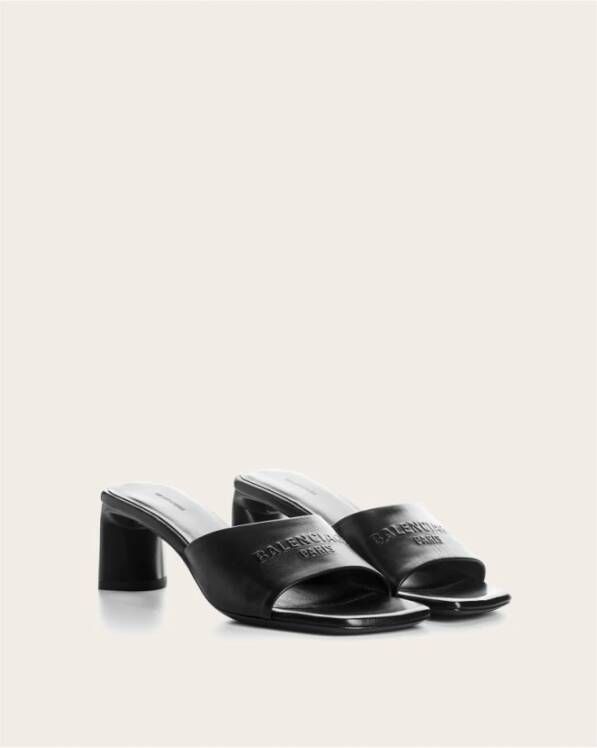 Balenciaga Glanzende Lam Leren Muiltjes Black Dames