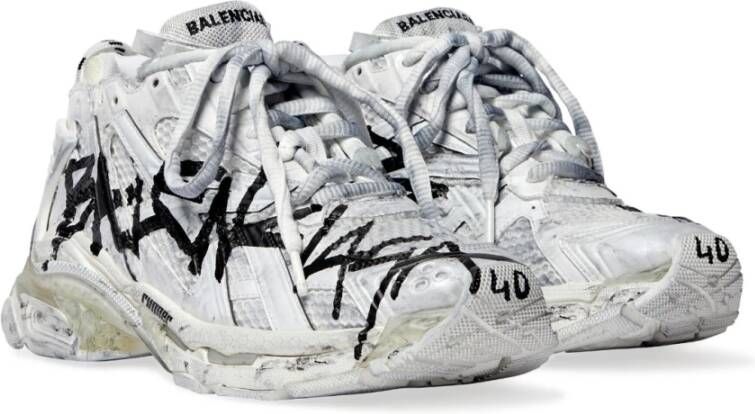 Balenciaga Graffiti Mesh Sneaker in Wit Multicolor Dames