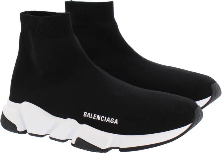 Balenciaga Heren Speed Knit Sneaker Zwart Wit Black Heren