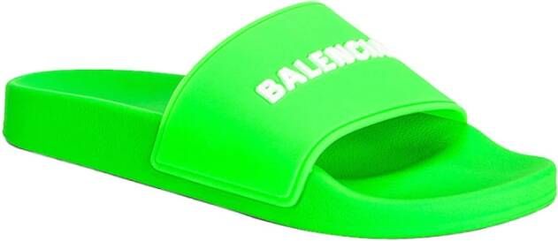 Balenciaga Iconische Logo Sliders voor Zomerstijl Green Dames