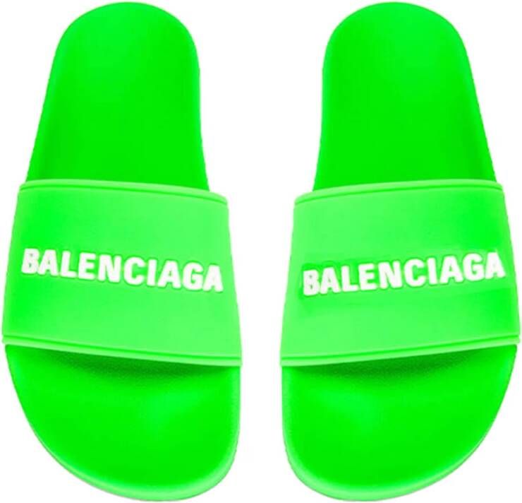 Balenciaga Iconische Logo Sliders voor Zomerstijl Green Dames