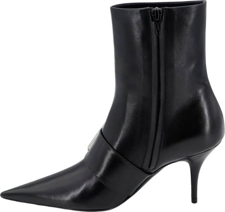 Balenciaga Leren Enkellaarsjes met Maxi Gesp Black Dames