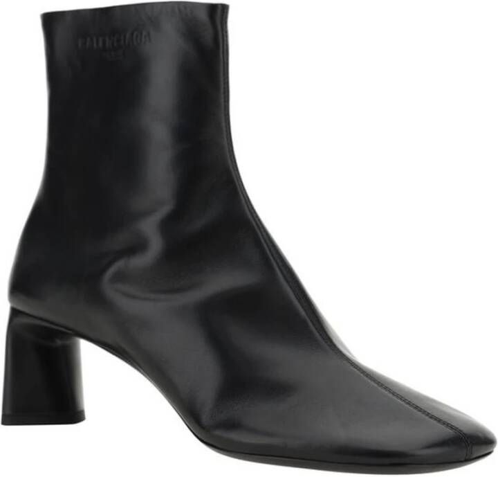 Balenciaga Leren Enkellaarzen met Vierkante Neus Black Dames