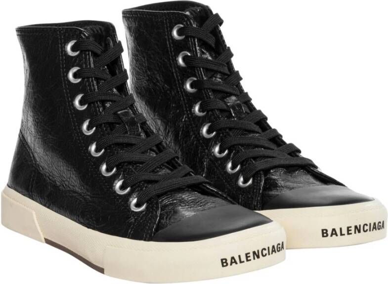 Balenciaga Leren sneakers met contrastlogo detail Black Dames