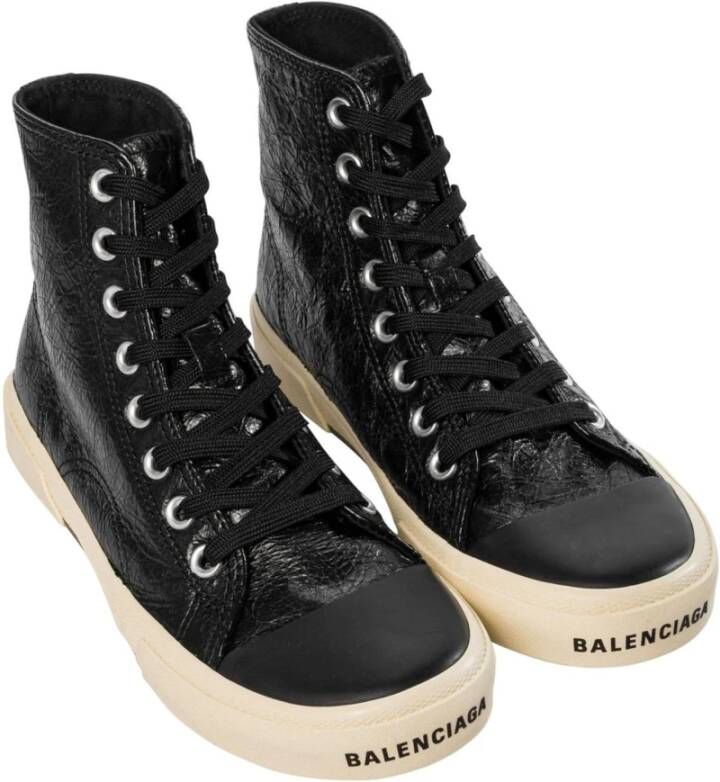 Balenciaga Leren sneakers met contrastlogo detail Black Dames