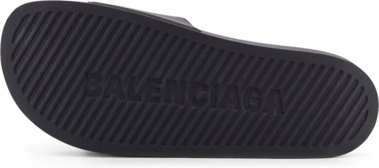 Balenciaga Logo Rubber Slides Made in Italy Black Heren