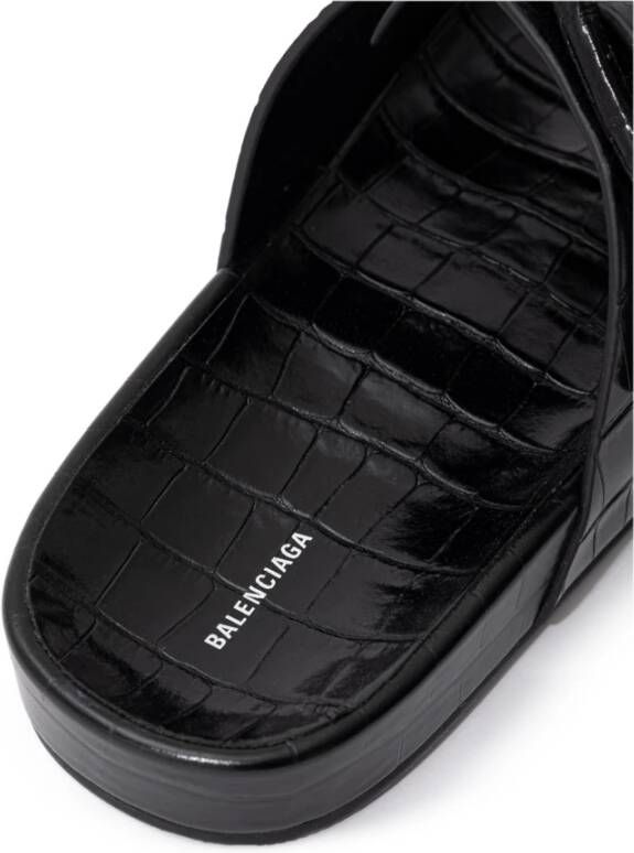 Balenciaga Mallorca Krokodillenprint Sandaal Black Heren