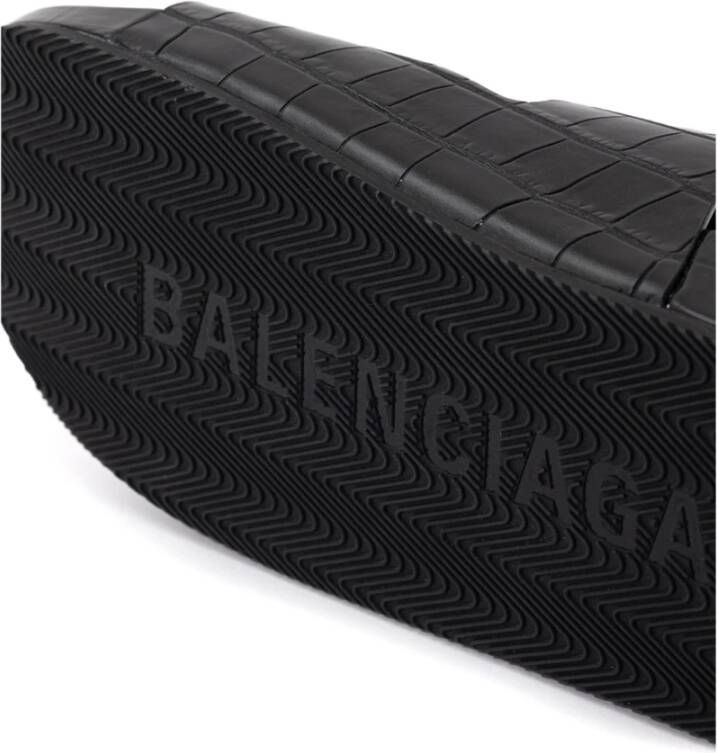 Balenciaga Mallorca Krokodillenprint Sandaal Black Heren