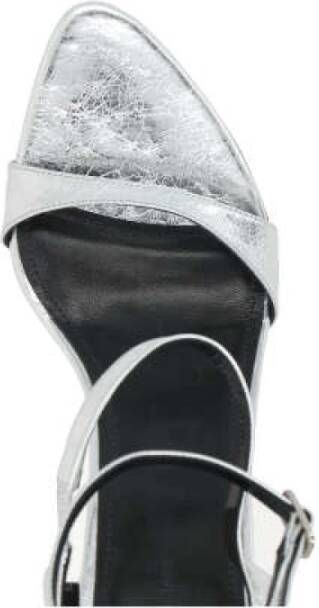 Balenciaga Zilver Leren Gerimpelde Sandalen Gray Dames