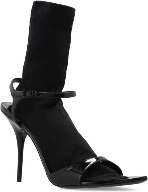 Balenciaga Zwarte Lakleren Stiletto Sandalen Black Dames