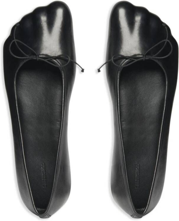 Balenciaga Zwarte Leren Ballet Flats Black Dames