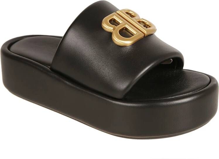 Balenciaga Zwarte Rise Slide Sandalen Black Dames