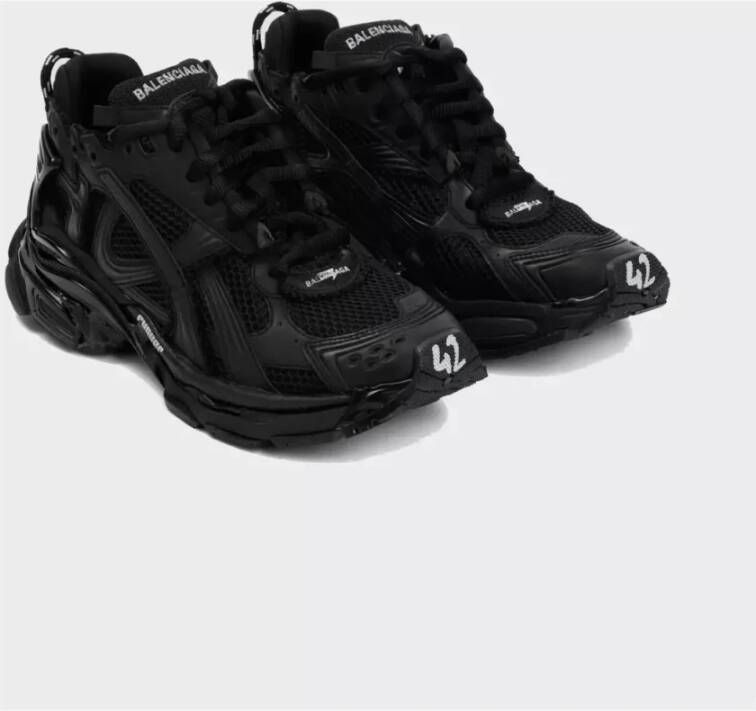 Balenciaga Zwarte Runner Sneakers Met Distressed Effect Black Dames