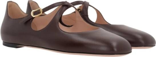 Bally Bordeaux Leren Platte Schoenen Brown Dames