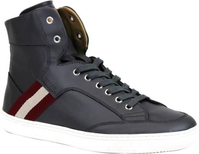 Bally Donkergrijze Hi Top Sneaker met Rood Beige Black Dames