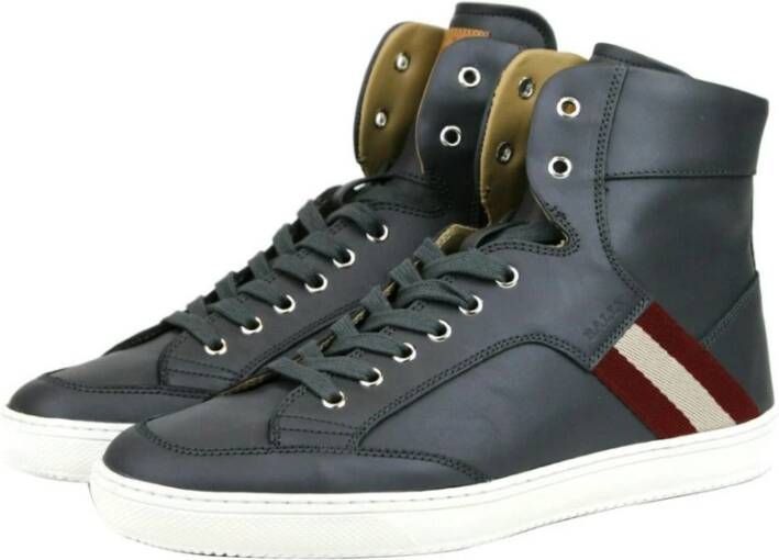 Bally Donkergrijze Hi Top Sneaker met Rood Beige Black Dames