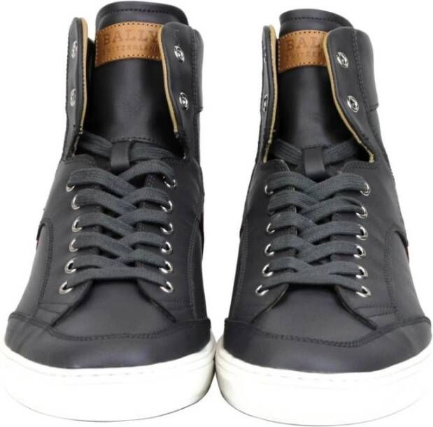 Bally Donkergrijze Hi Top Sneaker met Rood Beige Black Dames