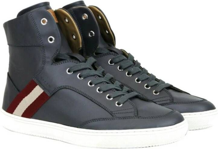 Bally Donkergrijze Hi Top Sneaker met Rood Beige Black Dames