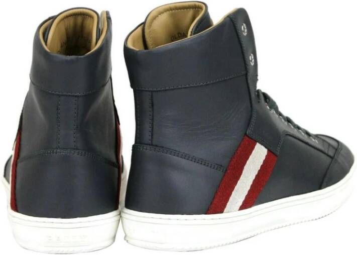 Bally Donkergrijze Hi Top Sneaker met Rood Beige Black Dames