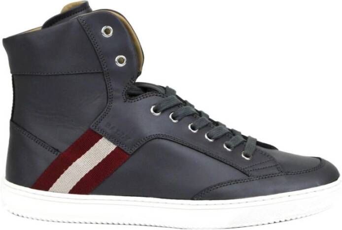 Bally Donkergrijze Hi Top Sneaker met Rood Beige Black Dames