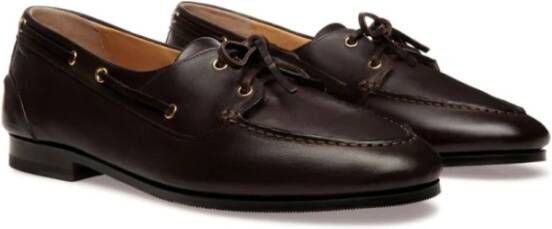 Bally Koffiebruin Leren Platte Schoenen Black Heren