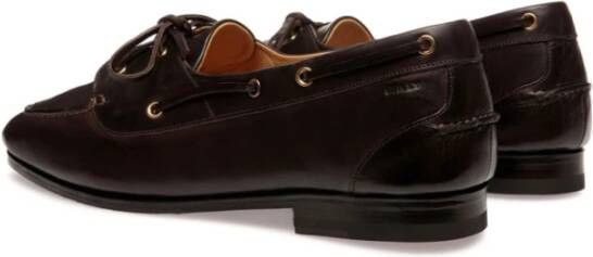 Bally Koffiebruin Leren Platte Schoenen Black Heren