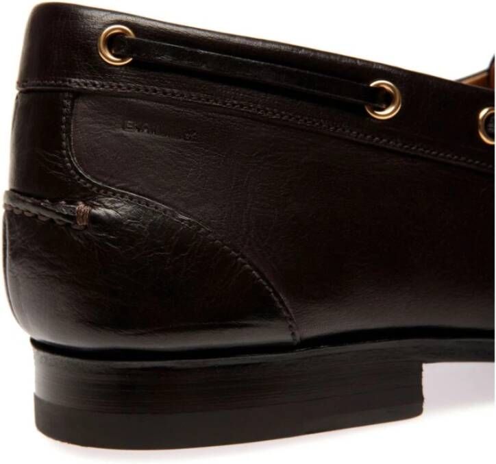 Bally Koffiebruin Leren Platte Schoenen Black Heren