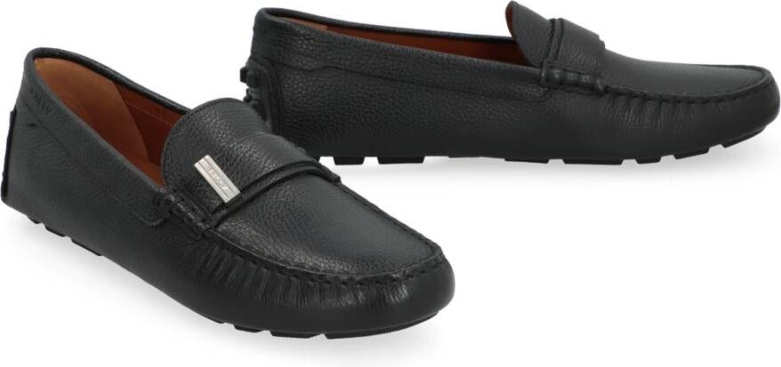 Bally Korrelig Leren Loafers Ronde Neuslijn Black Heren