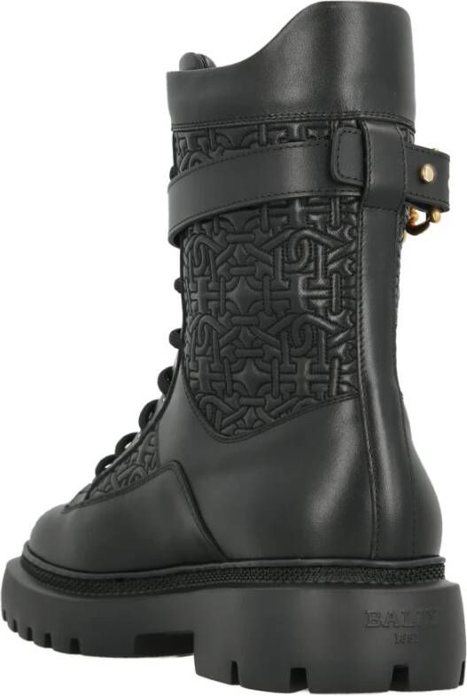 Bally Leren Enkellaarzen met Gouden Logo Black Dames