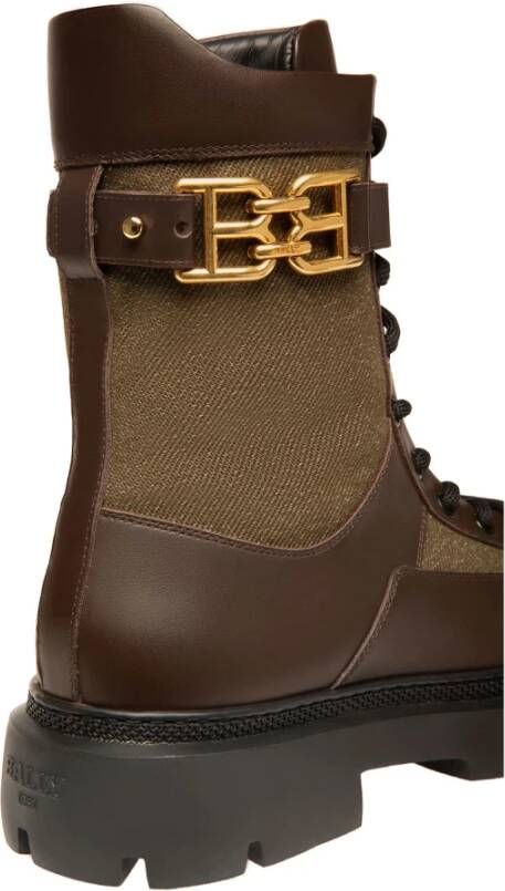 Bally Leren enkellaarzen met gouden logo Brown Dames