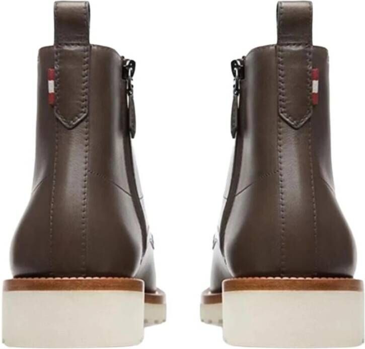 Bally Leren Enkellaarzen met Rubberen Zool Brown Heren